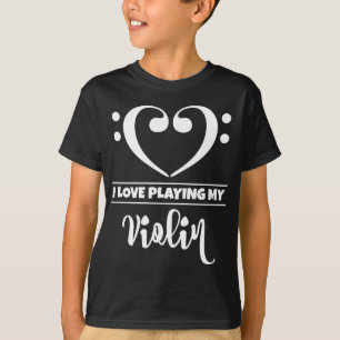 Bass Clef Heart Love Spelen Violin T-shirt
