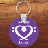 Bass Clef Heart Music Lover Sleutelhanger (Voorkant)