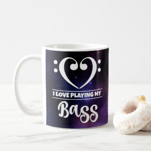 Bass Clef Heart Paarse Nebula Love Bass Koffiemok