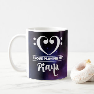 Bass Clef Heart Paarse Nebula Love Piano Koffiemok