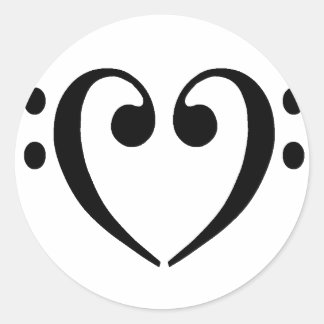 Bass Clef Heart Ronde Sticker