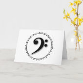 Bass Clef Music Note Design Kaart (Gele Bloem)