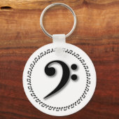 Bass Clef Music Note Design Sleutelhanger (Voorkant)