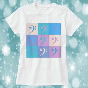 Bass Clef Patroon Muziek Pastel T-shirt