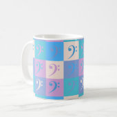 Bass Clef Patroon Muziek Pastelkleuren Koffiemok (Voorkant links)