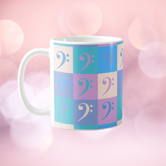 Bass Clef Patroon Muziek Pastelkleuren Koffiemok