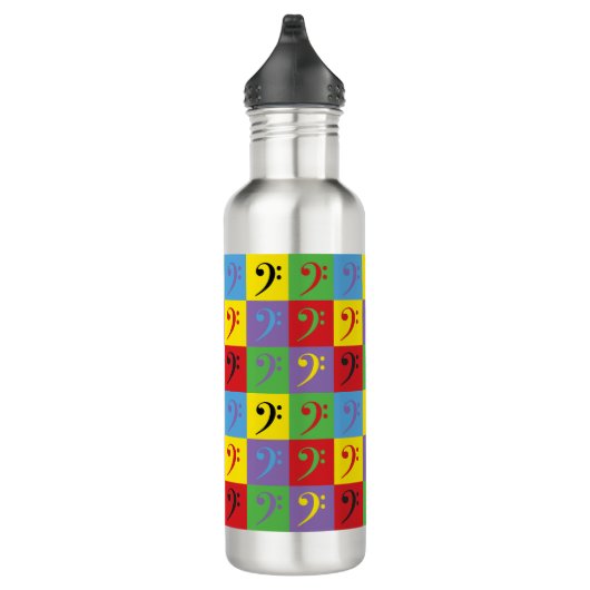 Bass Clef Rainbow Pop Art Pattern Waterfles (Rechts)