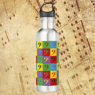 Bass Clef Rainbow Pop Art Pattern Waterfles