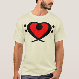 Bass Clef Red Heart Shirt