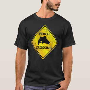 Bass Crossing Warning Sign Spin Vissende Jig Fishi T-shirt