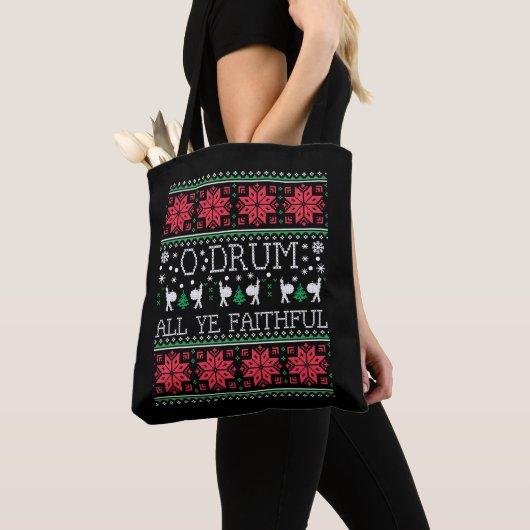 Bass Drum Drummer - Kerstmis, Ugly Sweater Gift Draagtas (Dichtbij)