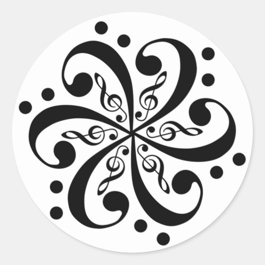 Bass en Treble Clef Swirl Stickers (Voorkant)