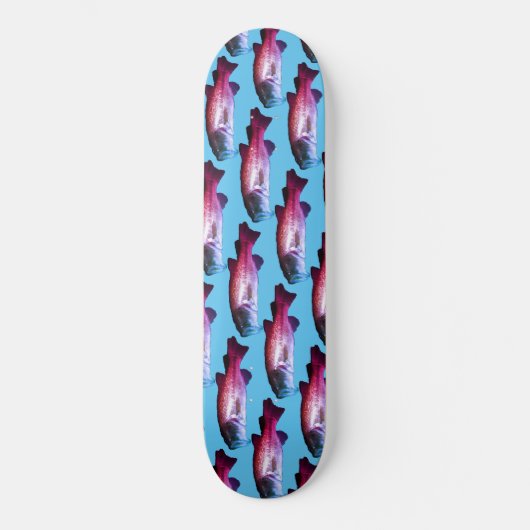 Bass Fish Bright Blue Boys Aangepast Skateboard (Voorkant)