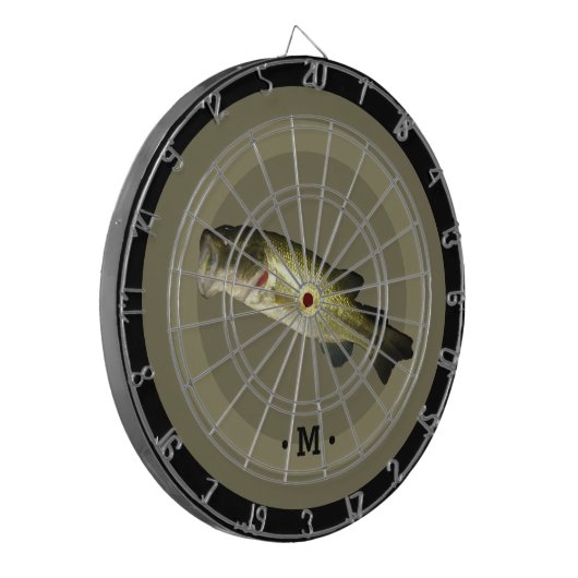 Bass Fish Monogram Mannen Dartbord (Voorkant Links)
