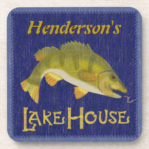 Bass Fish Rustic Nautical Naam toevoegen Bier Onderzetter