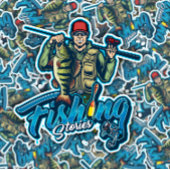 Bass Fisherman Fish Rod Sticker | Afgesneden Stick