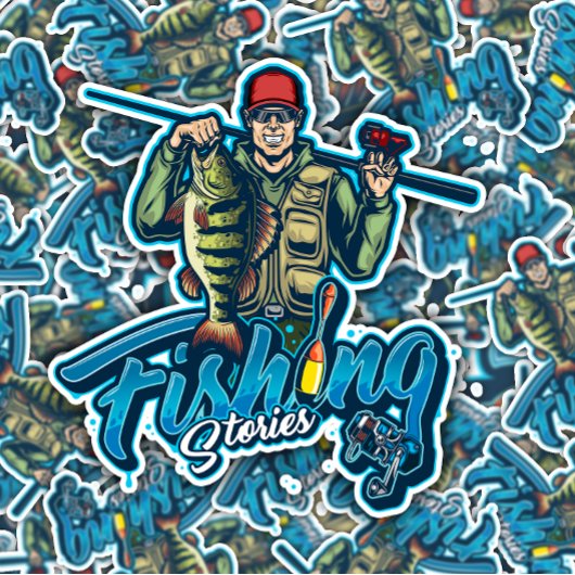 Bass Fisherman Fish Rod Sticker | Afgesneden Stick