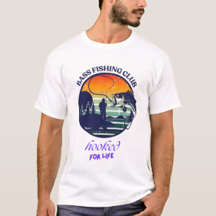 Bass Fishing Club Retro Zonsondergang T-shirt