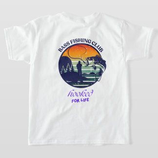 Bass Fishing Club Retro Zonsondergang T-shirt
