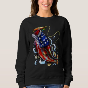 Bass Fishing Fish American Flag Dad Father Fourth Trui