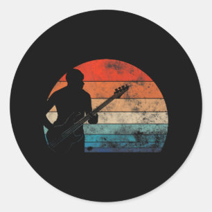 Bass gitarist Retro  basclef Ronde Sticker