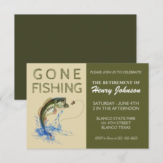 Bass Gone Gevist Retirement Kaart (Voorkant / Achterkant)