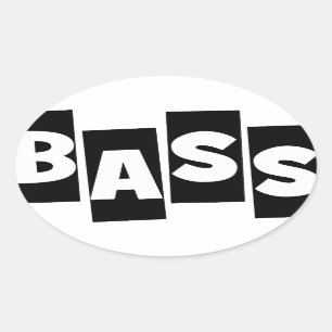 Bass Guitar Black haalt tekstontwerp uit Ovale Sticker