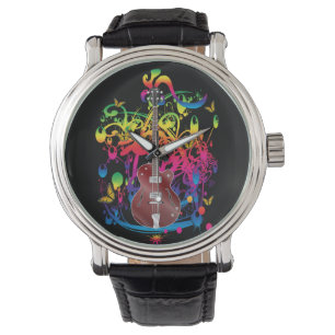 Bass Guitar Color splash Horloge