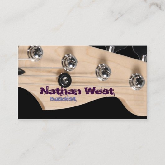 Bass Guitar Headstock Met Naam Visitekaartje (Voorkant)