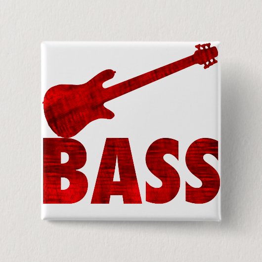 Bass Guitar Vierkante Button 5,1 Cm (Voorkant)