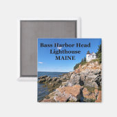 Bass Harbour Head Lighthouse, Maine Square Magnet Magneet (Voorkant / Achterkant)