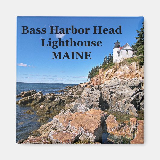 Bass Harbour Head Lighthouse, Maine Square Magnet Magneet (Voorkant)