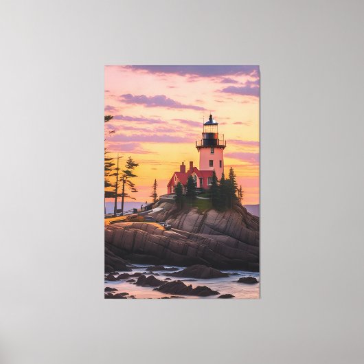 Bass Harbour Head Lighthouse Sunrise Canvas Afdruk (Voorkant)