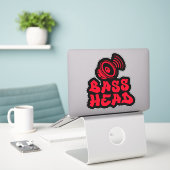 BASS HEAD red black Sticker (Laptop op bureau)