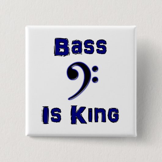 Bass is King Vierkante Button 5,1 Cm (Voorkant)