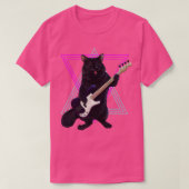 Bass kitty cat speelt gitaarrots en r t-shirt (Design voorkant)