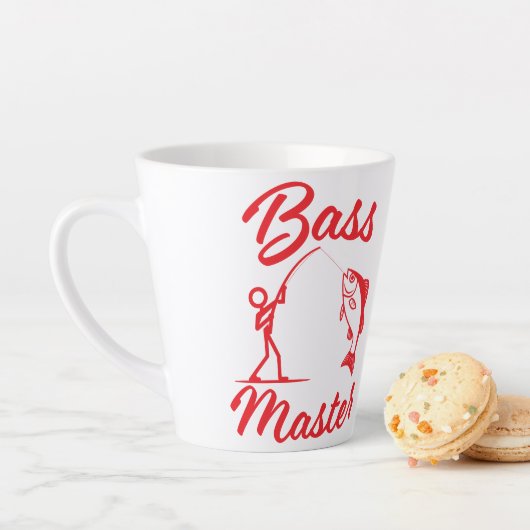 Bass Master Stick Man illustration, personalize Latte Mok (In situ)