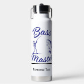 Bass Master Stick Man illustration, personalize Waterfles (Voorkant)
