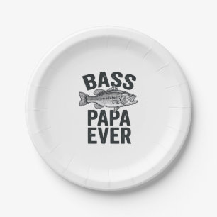 Bass Papa Ever Vintage Vissen Vader Shirt Ontwerp_ Papieren Bordje