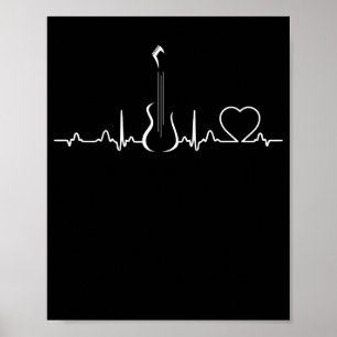 Bass Player Bass Guitar Heartbeat Music Instrument Poster