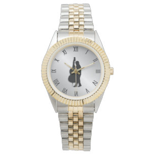 Bass Player Musician Black Roman Numers Horloge