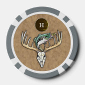 Bass springen over Big Buck Horns schedel Monogram Poker Chips (Achterkant)