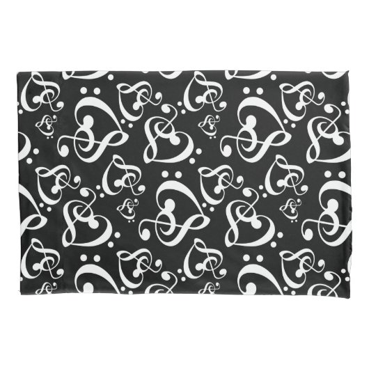 Bass Treble Clef Hearts Muzieknoten Patroon Kussensloop (Voorkant)