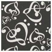 Bass Treble Clef Hearts Muzieknoten Patroon Stof (Close Up)