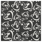 Bass Treble Clef Hearts Muzieknoten Patroon Stof (Swatch)