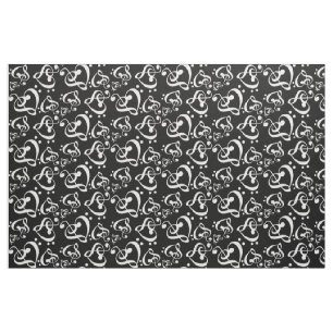 Bass Treble Clef Hearts Muzieknoten Patroon Stof