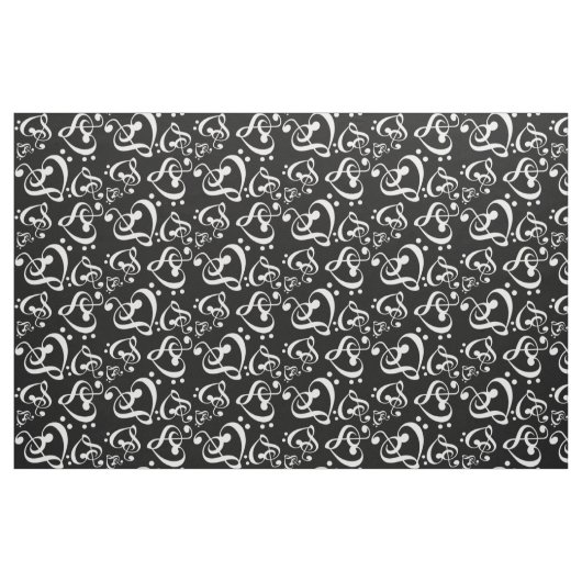 Bass Treble Clef Hearts Muzieknoten Patroon Stof (Fat Quarter)