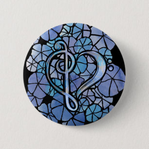 Bass Treble Clef Note Music Heart Love Ronde Button 5,7 Cm