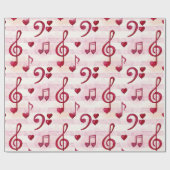 Bass, Treble Clefs, Musical Notes, Red Hearts Cadeaupapier (Vlak)