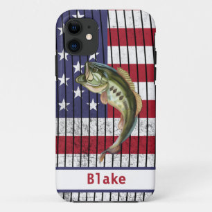 Bass Vissen Amerikaanse vlag iPhone 11 Hoesje